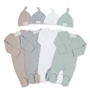 organic cotton onesies in four colours